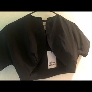 Unique Vintage Black Silky Shrug NWT